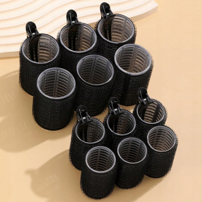 Zestaw Wałki do włosów różne rozmiary + spinki 18el Czarne loki fale