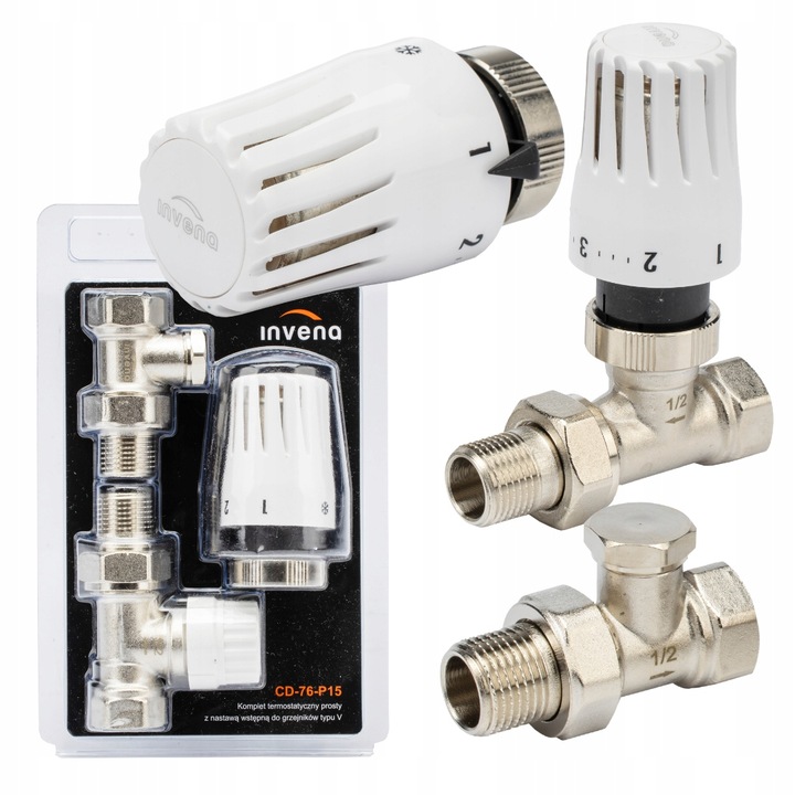 ZESTAW TERMOSTATYCZNY PROSTY ZAWÓR ZASILAJĄCY POWROTNY GŁOWICA DO