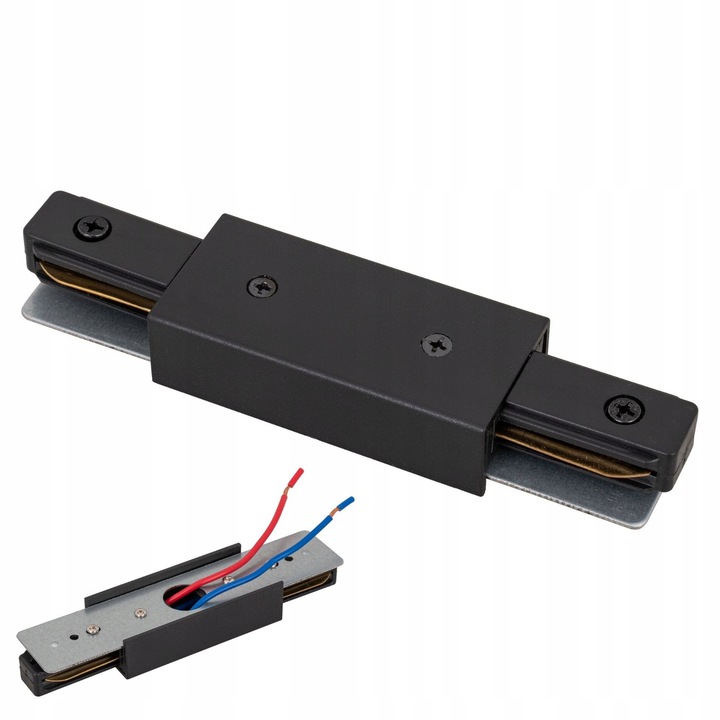 Łącznik z ZASILANIEM prosty do szyn oświetleniowych LED czarny