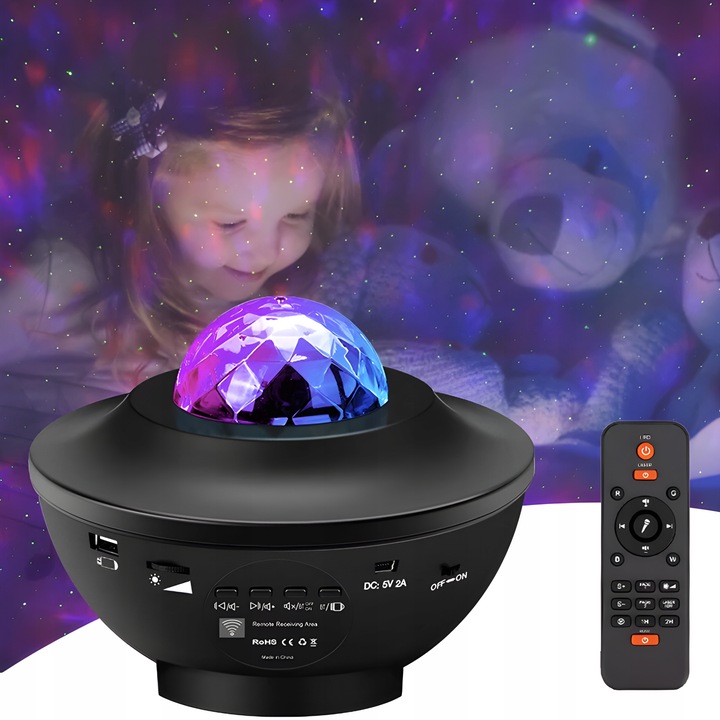 PROJEKTOR GWIAZD RZUTNIK NIEBA LAMPKA NOCNA LED GŁOŚNIK BLUETOOTH + PILOT
