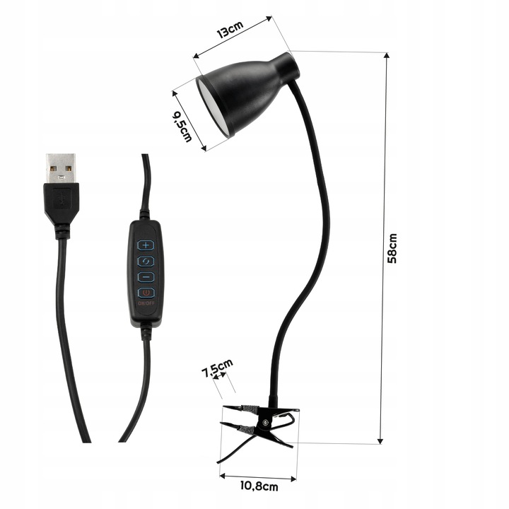 Lampka Lampa LED Biurkowa Kreślarska Na Klips Regulacja Światła 40xLED
