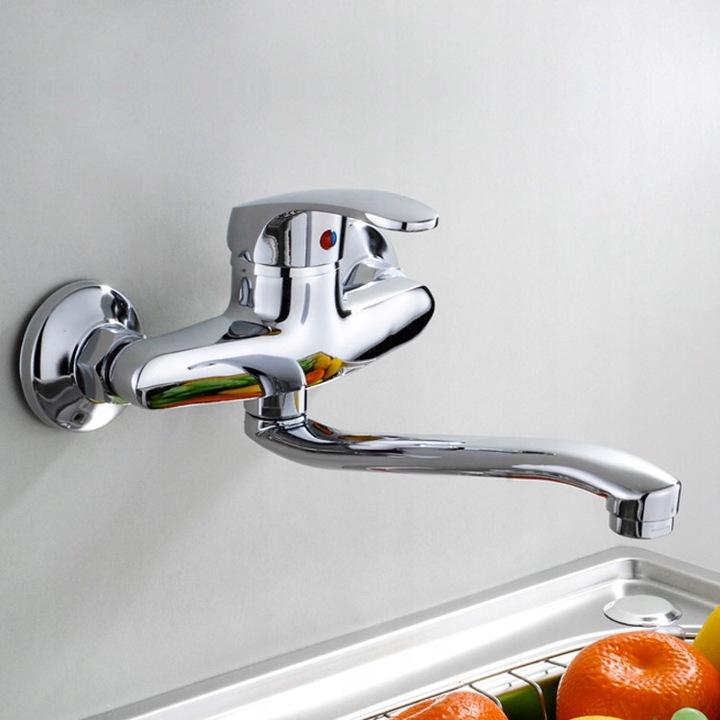 BATERIA KUCHENNA UMYWALKOWA KRAN ŚCIENNA RUCHOMA WYLEWKA KRAN DO