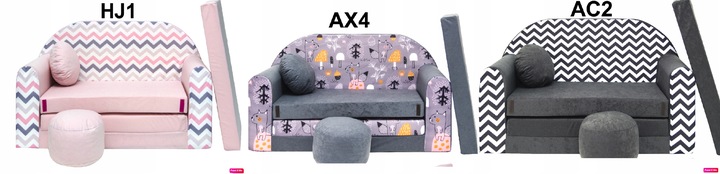 KANAPA SOFA rozkładana dla dzieci łózko poduszka materac piankowa