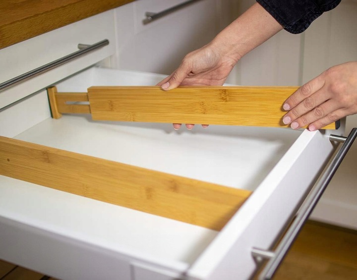 4x BAMBUSOWY ORGANIZER DO SZUFLADY SEPARATOR PRZEGRÓDKA ROZSZERZANY