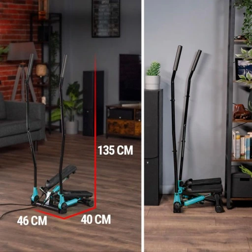 Stepper treningowy skrętny z ramionami nordic walking z linkami i regulacją