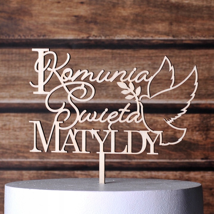 TOPPER dekoracja imię KOMUNIA ŚWIĘTA NAPIS NA TORT