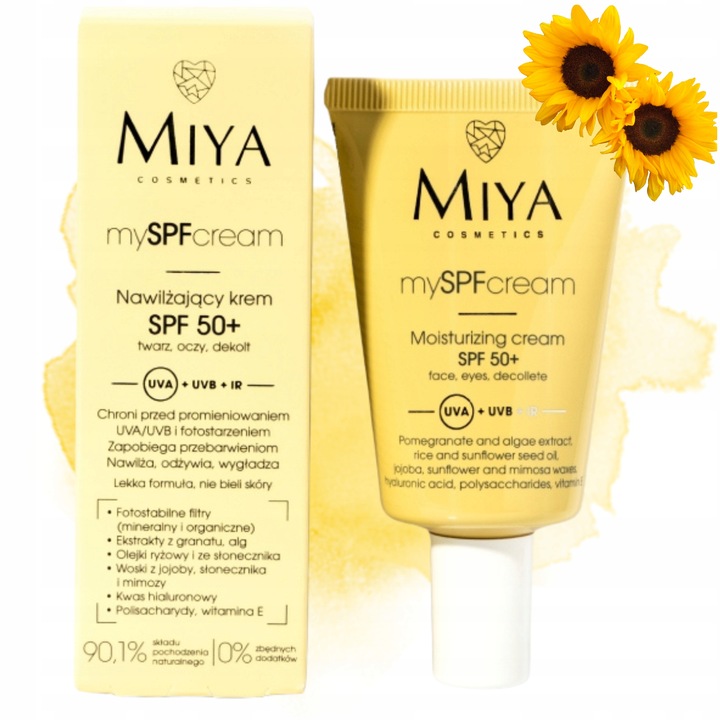 Krem Nawilżający do Twarzy Naturalny Ochronny Wielofunkcyjny SPF 50 40 ml