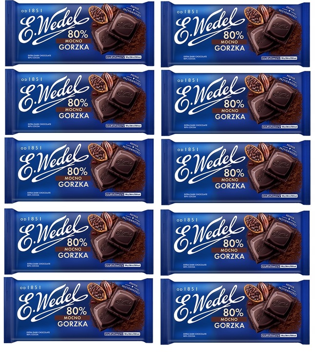 Czekolada gorzka 80% MOCNO GORZKA E.Wedel 80 g x 10 sztuk