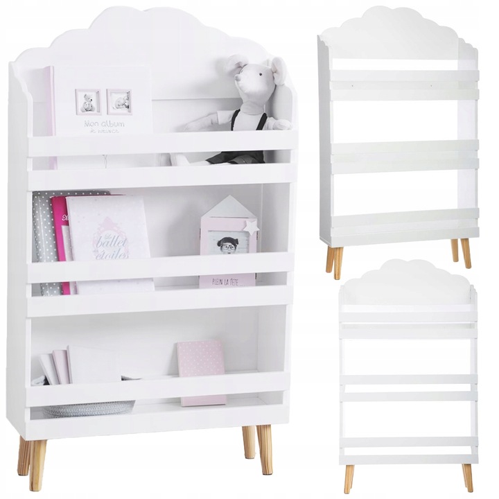 Regał do pokoju dziecięcego dla dzieci dziecka biały 3 półki NA ZABAWKI