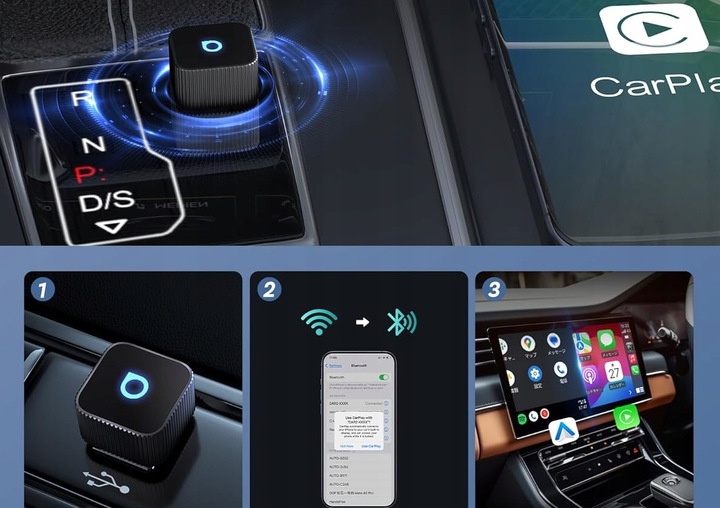 Adapter samochodowy Ottocast Mini Slim Cube do CarPlay Android Auto