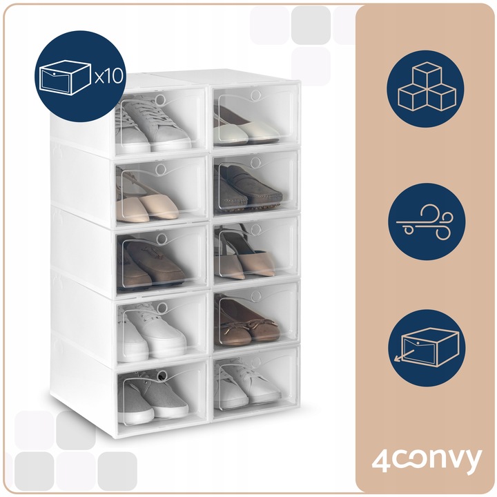 10x Modułowe Pudełka na buty Organizer szafka Pojemnik Składane do