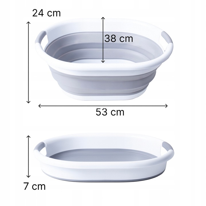 Kosz na pranie składany silikonowy szary 24L wąski YOKA HOME