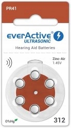 MOCNE WYDAJNE baterie do aparatów słuchowych everActive 312 PR41 - 60 sztuk