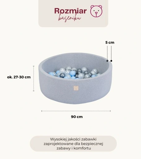 Suchy Basen Smart z Kulkami Piłeczkami Szary + 200 Kulek | Polski Producent