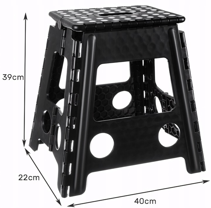 STOŁEK SKŁADANY CZARNO-BIAŁY 39CM