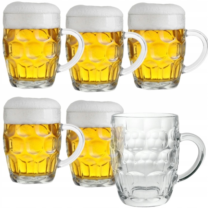 KUFLE DO PIWA 540 ML Z UCHEM SZKLANY KUFEL WYSOKI ZESTAW 6 SZTUK