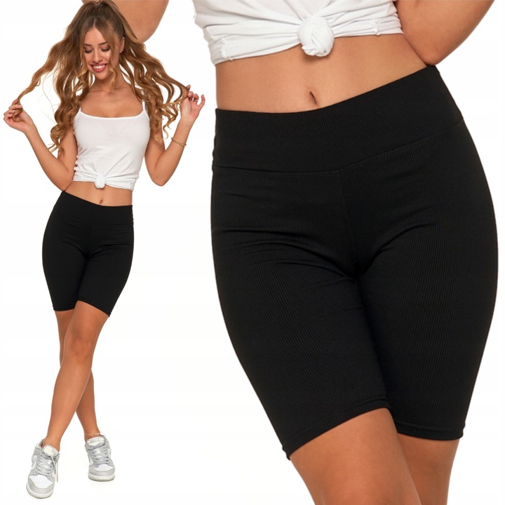 Prążkowane Kolarki Legginsy z Wysokim Stanem Fit Getry Sportowe MORAJ S/M