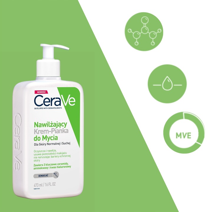 Krem-Pianka CeraVe Nawilżający do Mycia Skóry Normalnej i Suchej 473 ml