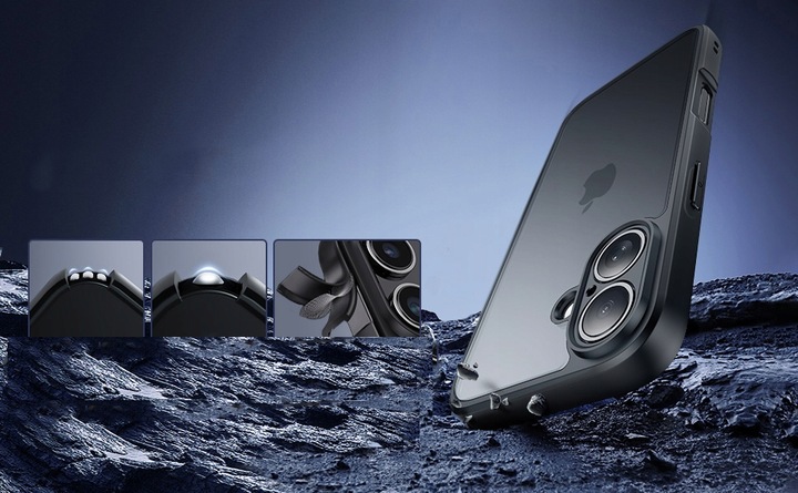 Etui do iPHONE 16 + 2x SZKŁO WZMACNIANE do MagSafe PREMIUM CASE MATOWE 360°