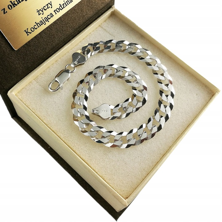Bransoletka Srebrna Pancerka 925 Pełna Diamentowana 7,50 mm Grawer Gratis