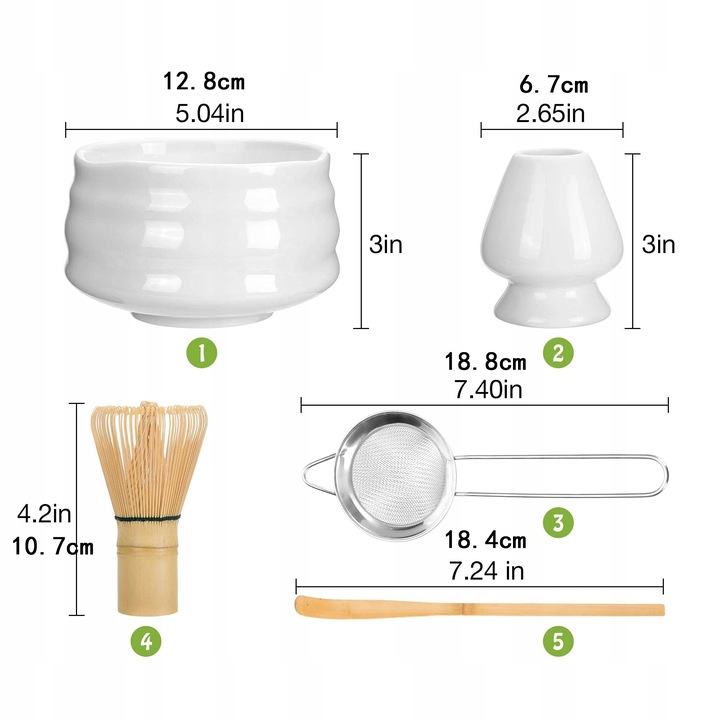 ZESTAW 5 DO CEREMONII MATCHA ZESTAW DO HERBATY MATCHA TRZEPACZKA DO MATCHY