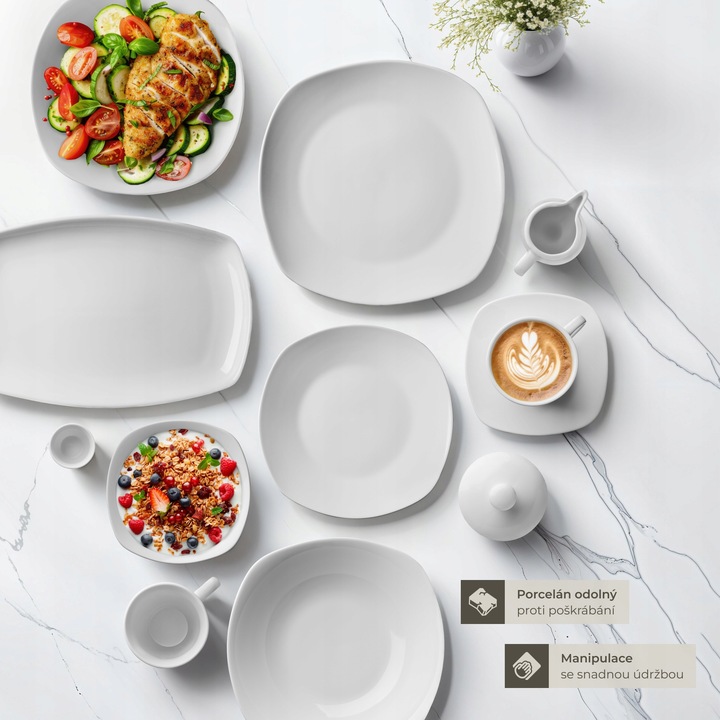 Serwis obiadowy Salerno, porcelana, dla 12 osób, 100 elementów