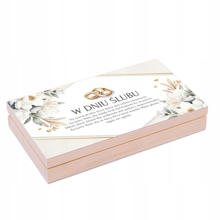 PUDEŁKO NA PIENIĄDZE ŚLUBNE drewniane pudełko z życzeniami na ślub