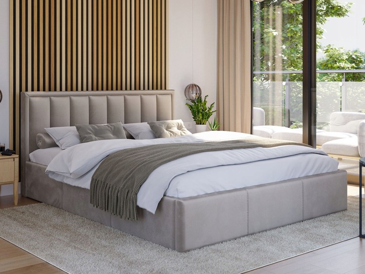 ŁOŻKO TAPICEROWANE MOON Z PODNOSZONYM STELAŻEM POJEMNIKIEM POŚCIEL