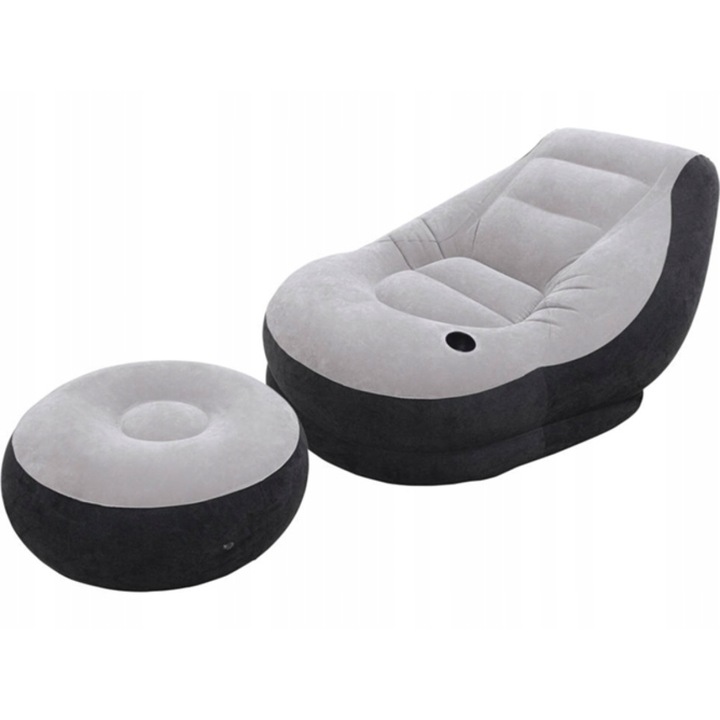 FOTEL DMUCHANY WELUROWY PUFA + PODNÓŻEK INTEX