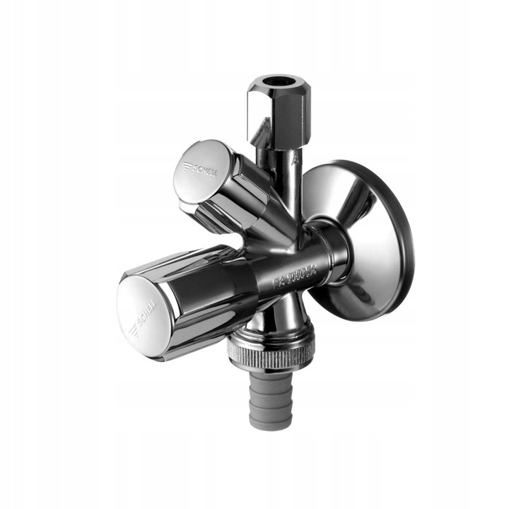 ZAWÓR KĄTOWY KOMBINOWANY 1/2"x3/4"x3/8 ZMYWARKA PRALKA KRAN BATERIA SCHELL