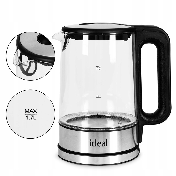 Czajnik elektryczny Ideal IK1103 2200 W 1,7 l czarny