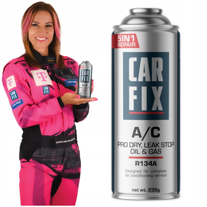 GAZ DO KLIMATYZACJI R134A CARFIX Czynnik Olej Uszczelniacz Osuszacz 5w1
