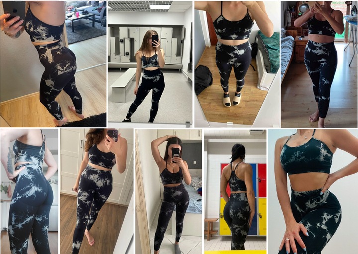 LEGGINSY SPORTOWE CZARNE DAMSKIE PUSH UP KOMPLET Stanik i Leginsy Top GYM L