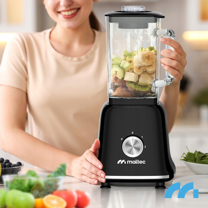 BLENDER KIELICHOWY SZKLANY DO KOKTAJLI SMOOTHIE MŁYNEK 2 BIDONY DUŻY 1600ML
