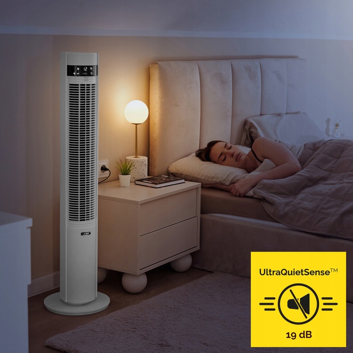 Wentylator kolumnowy stojący Cichy 19dB Yoer +12m zasięg 12 mocy