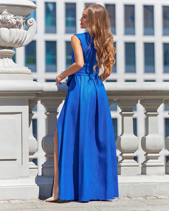 Lea 2 ECRU DŁUGA SUKIENKA z DEKOLTEM ślubna 48