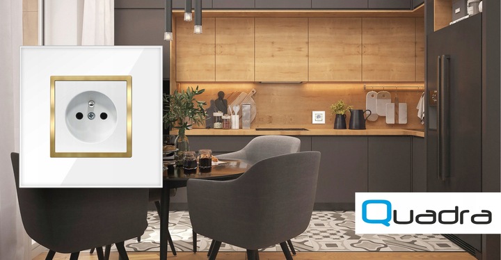 GNIAZDKO POJEDYNCZE Z BOLCEM BIAŁE ZŁOTE W RAMCE SZKLANEJ KONTAKT QUADRA