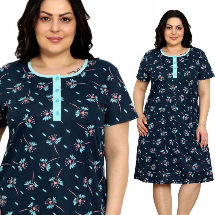 KOSZULA NOCNA 4 guziki LINIA PLUS SIZE nadwymiar DUŻA ROZMIARÓWKA duże XL