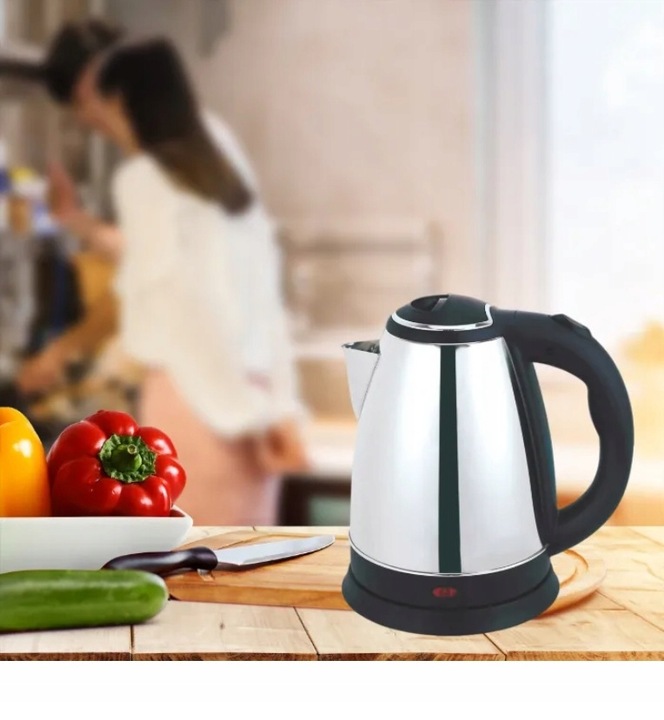 CZAJNIK ELEKTRYCZNY BEZPRZEWODOWY 1500W 2L DUŻY SREBRNY STAL