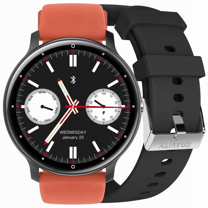 CZARNY SMARTWATCH Gravity GT1-3 PRO INTELIGENTNY CIŚNIENIE TLEN KROKOMIERZ