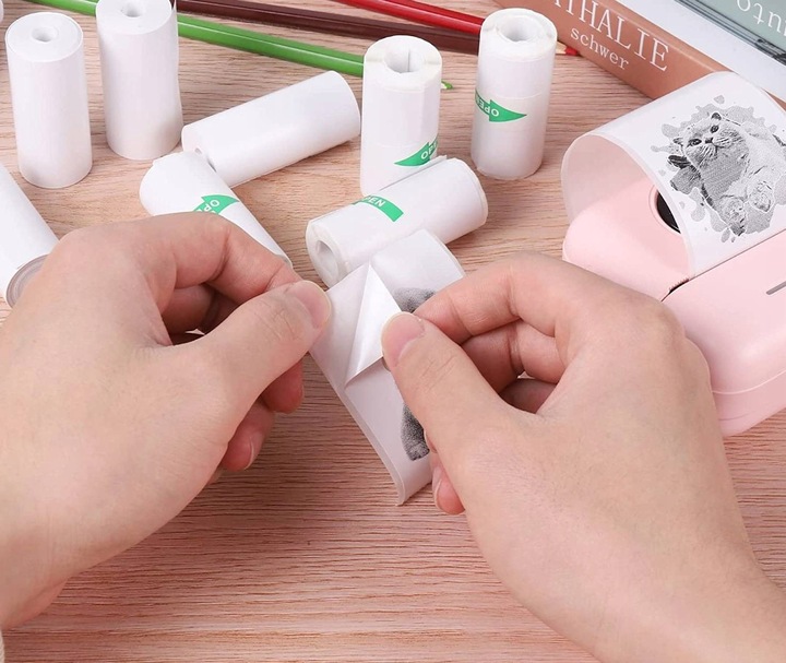 5x ROLEK PAPIER TERMICZNY SAMOPRZYLEPNY DO DRUKUŚ ROLKI WKŁADY 5 ROLEK