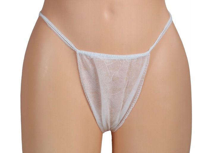 STRINGI JEDNORAZOWE DAMSKIE Z MIĘKKIEJ WŁÓKNINY BIAŁE 100 szt.