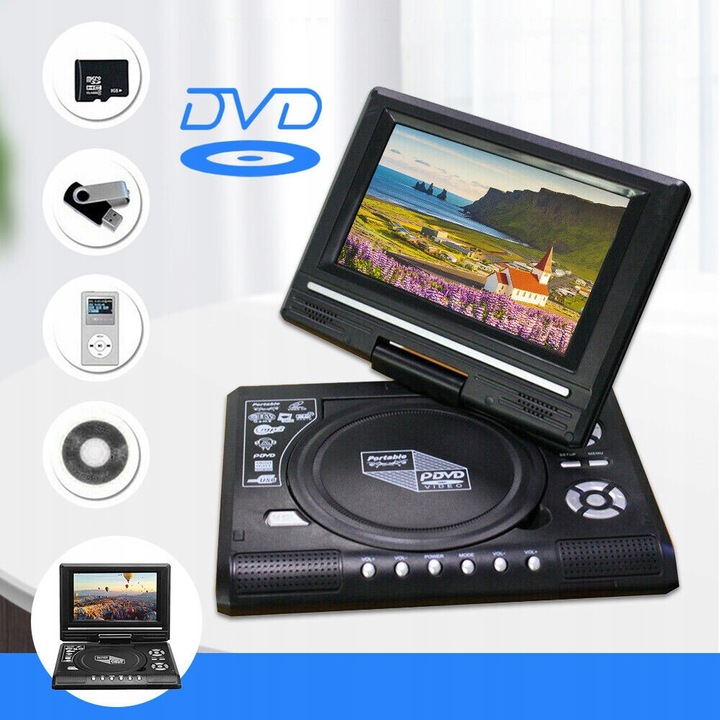 ODTWARZACZ DVD PRZENOŚNY SAMOCHODOWY USB KONSOLA