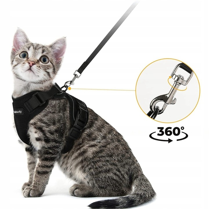 PROFESJONALNE SZELKI BEZUCISKOWE SPACEROWE REGULOWANE DLA KOTA + SMYCZ M