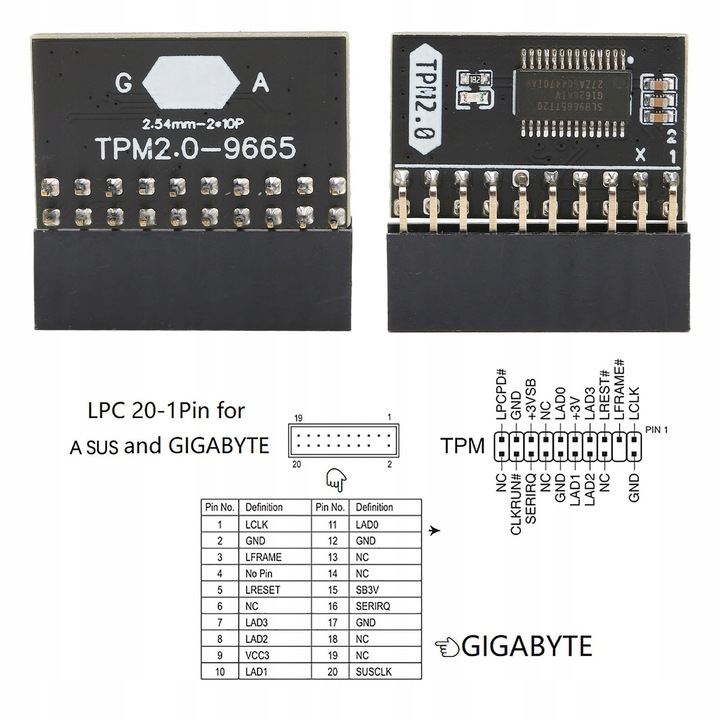 MODUŁ TPM ASUS GA 20-1 PIN 2 TPM2.0