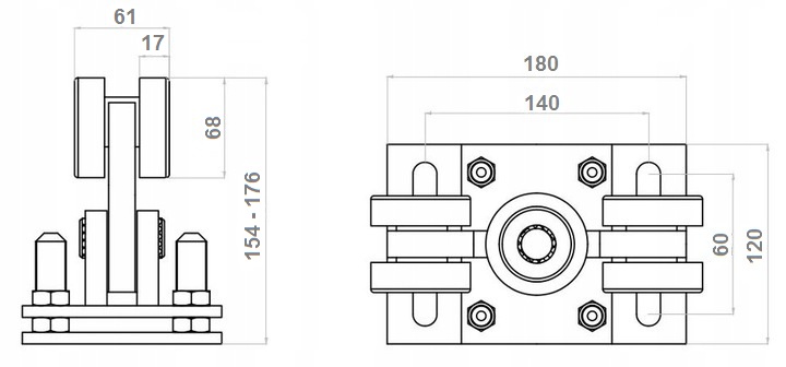 ROLKI DO BRAMY PRZESUWNEJ 80x80 5 ROLEK METALOWE SOLIDNE 600KG ZESTAW WDB