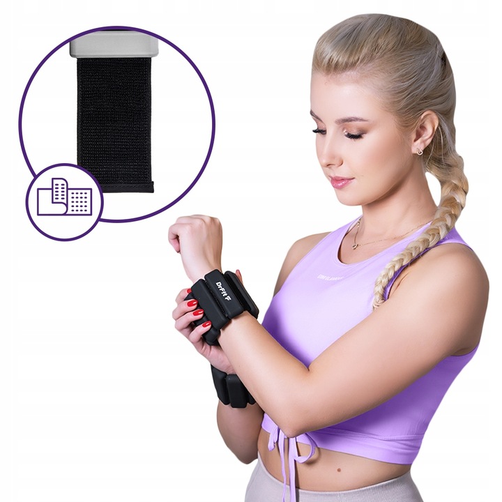 Obciążniki na Kostki Nadgarstki do Ćwiczeń Regulowane 2x 0,45 kg Czarne