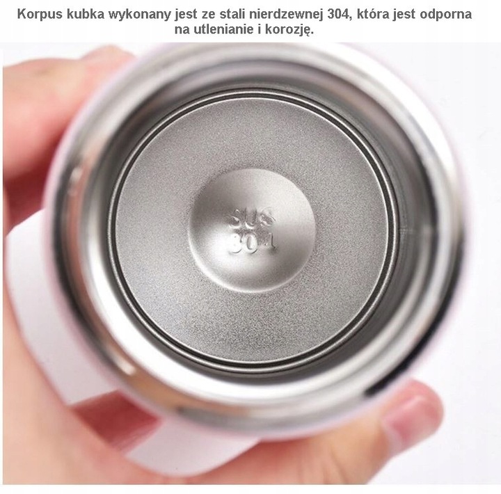 KUBEK TERMICZNY 350ML Z WYŚWIETLACZEM LED TEMPERATURY ECRU TERMOS SPECDOM