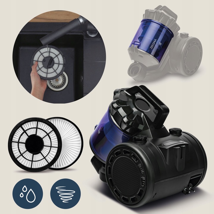 ODKURZACZ CYKLONOWY 4000W BEZ WORKÓW TURBO MOC SYSTEM SSANIA 2,5L ZEEGMA