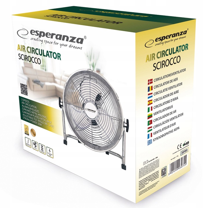 CYRKULATOR POWIETRZA WENTYLATOR przemysłowy WIATRAK podłogowy 50W